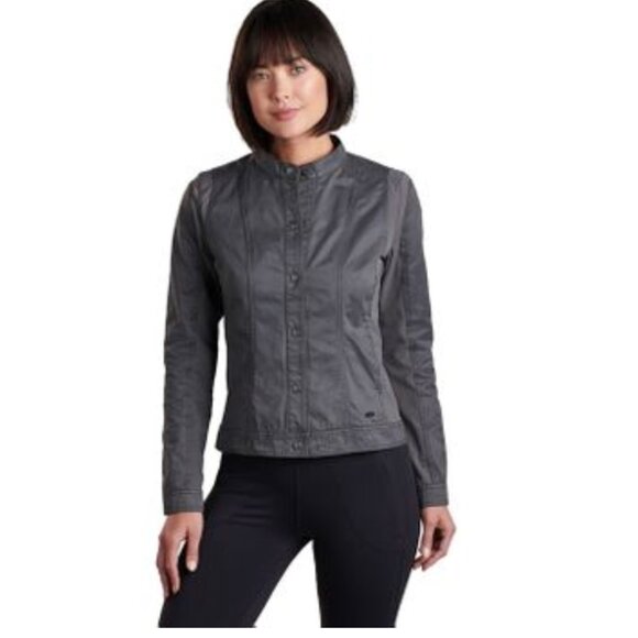 KÜHL Luna Moto Jacket Women’s Large Carbon Gray Soft Stretch EUC - Picture 1 of 14